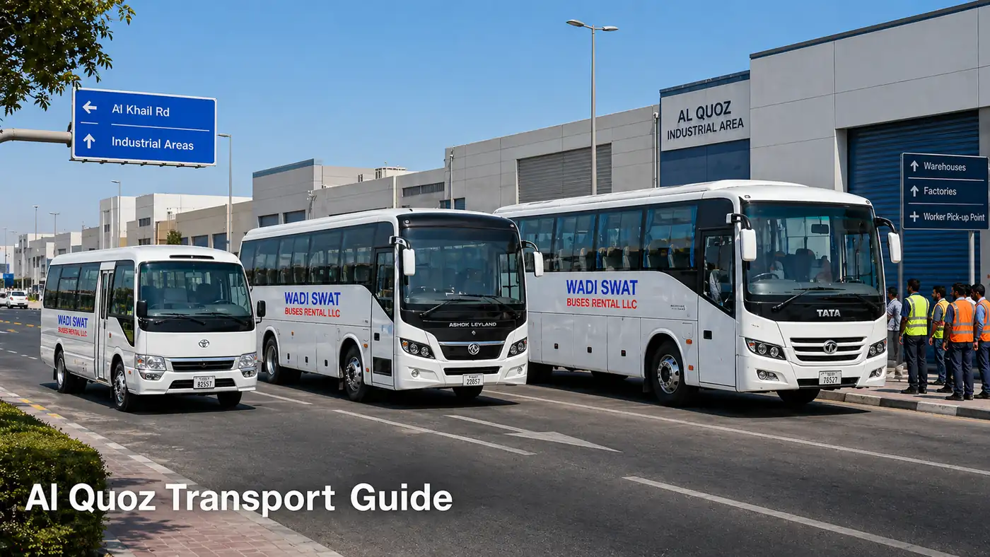 Al Quoz transport guide image for work-linked and industrial group movement