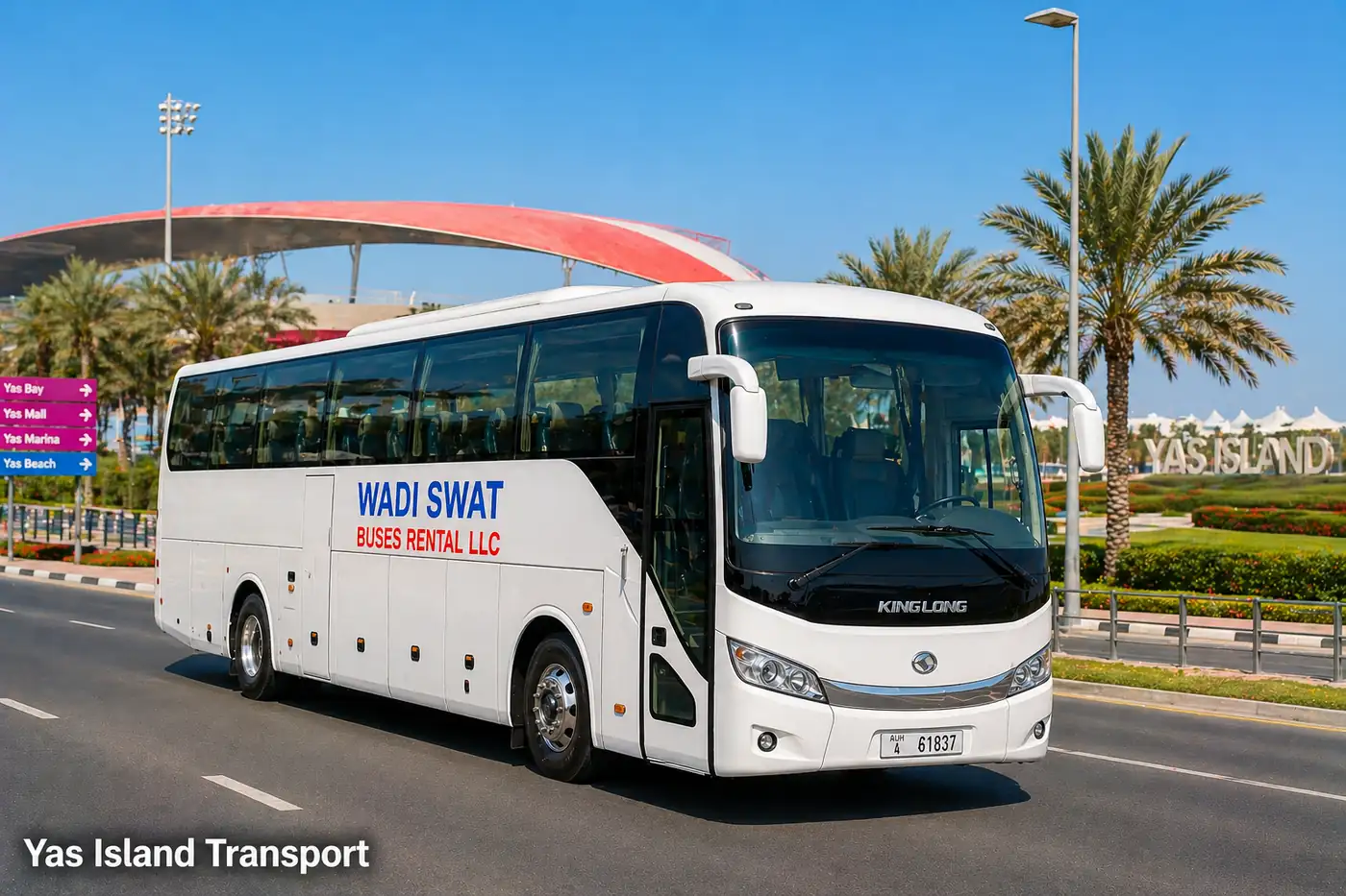 Yas Island bus rental route example: hotel pickup