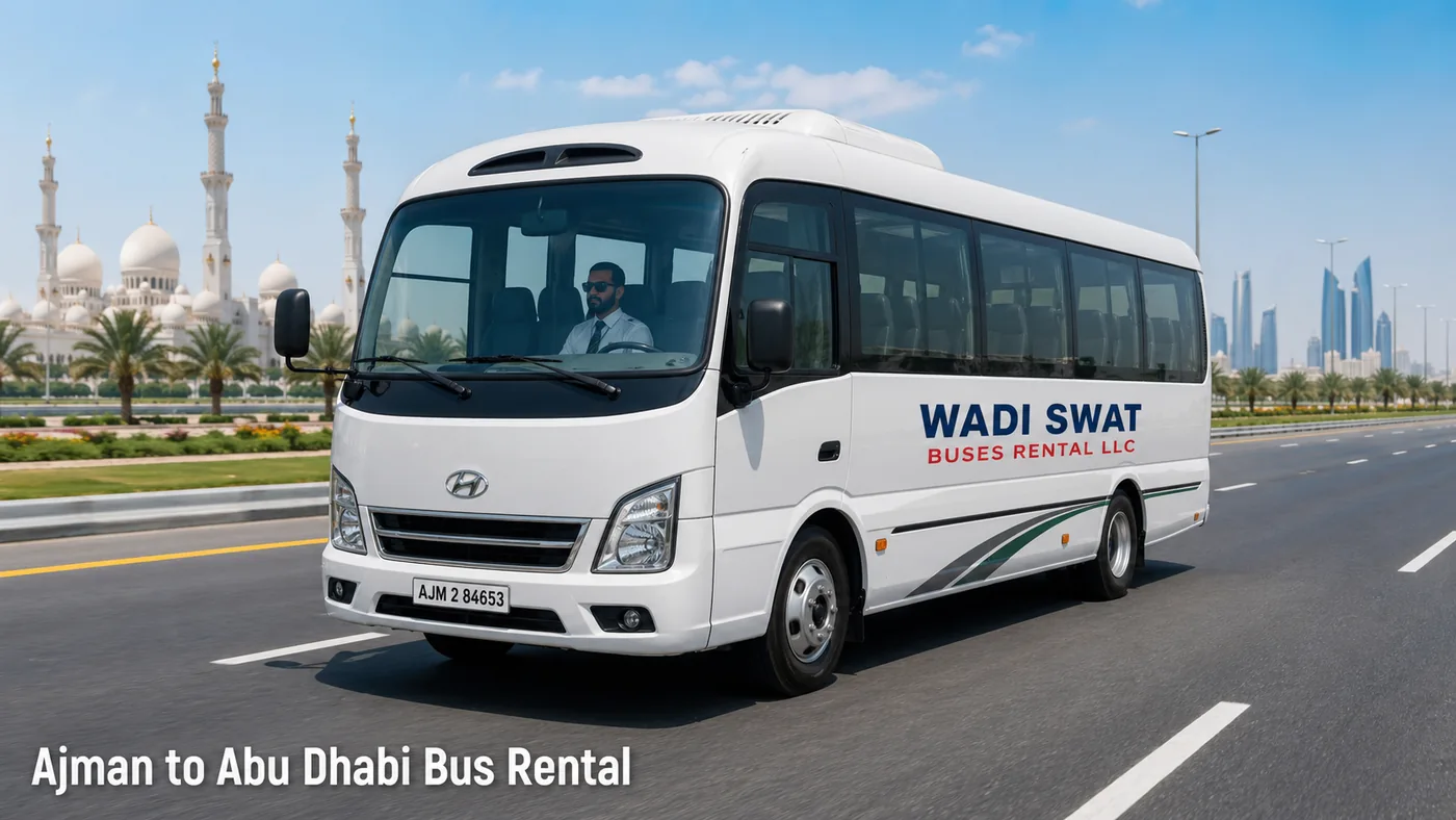 Sunwin 35 seater premium bus for Ajman to Abu Dhabi private group transport
