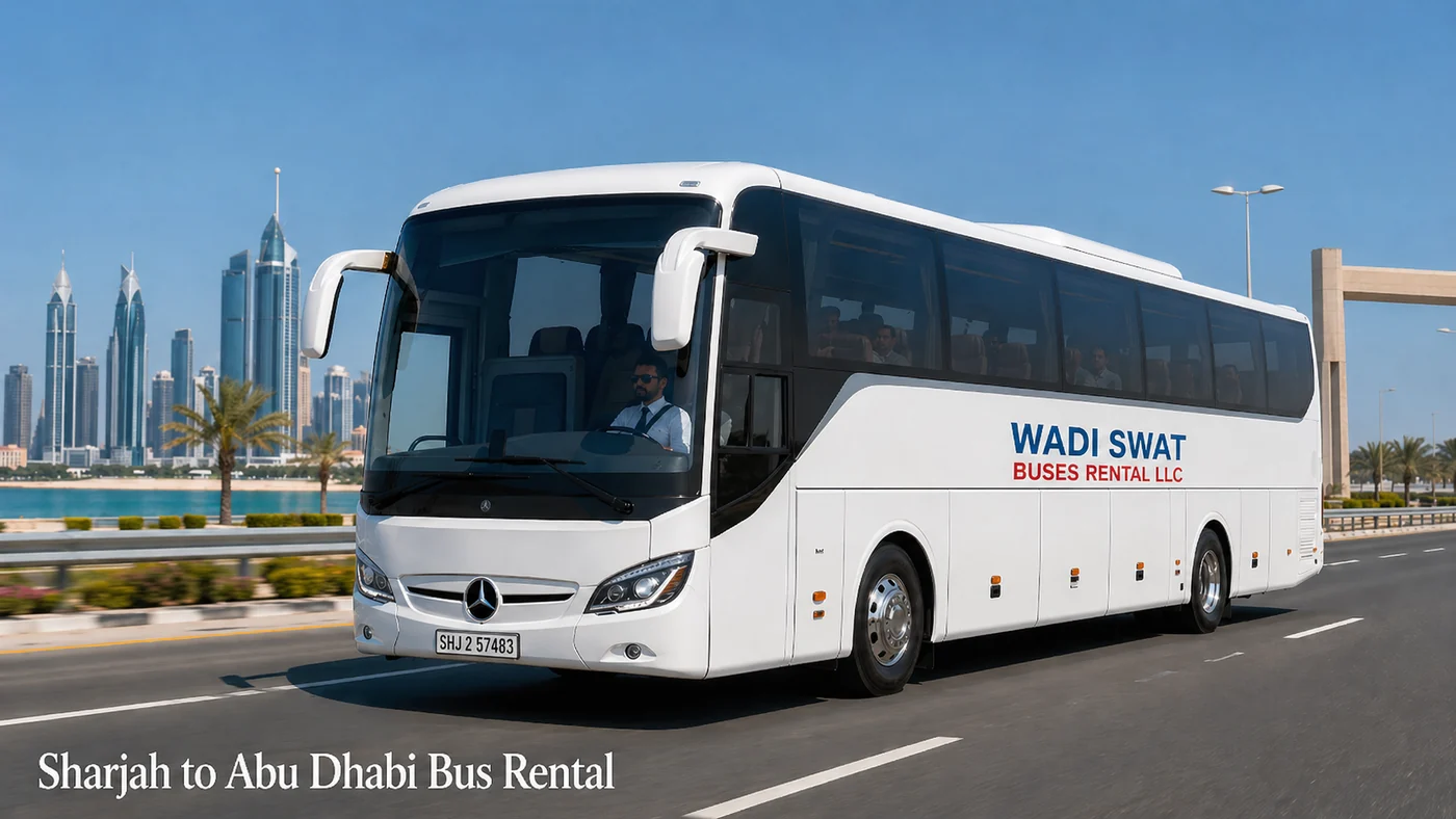 Toyota Coaster 30 seater minibus for Sharjah to Abu Dhabi private group transport