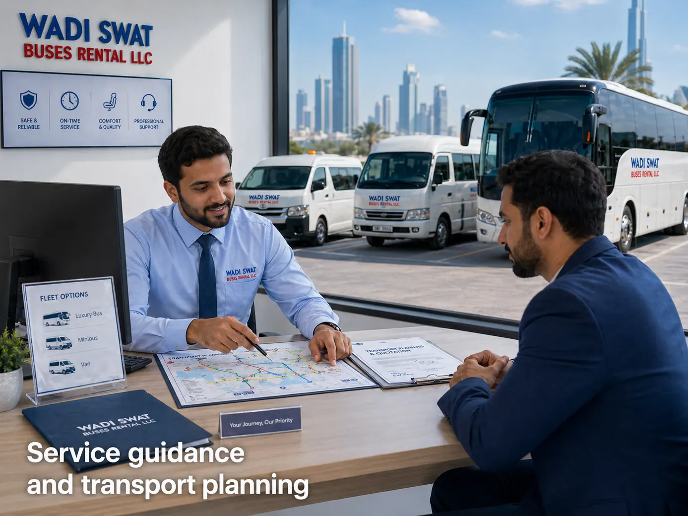 Service guidance and transport planning support for group movement and business travel