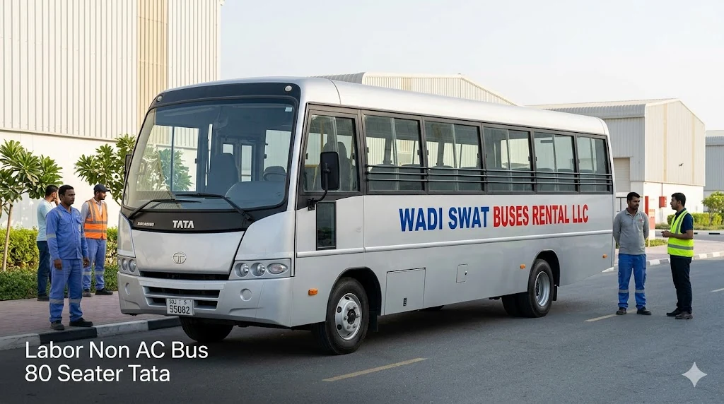 TATA labor bus for large worker groups in the UAE