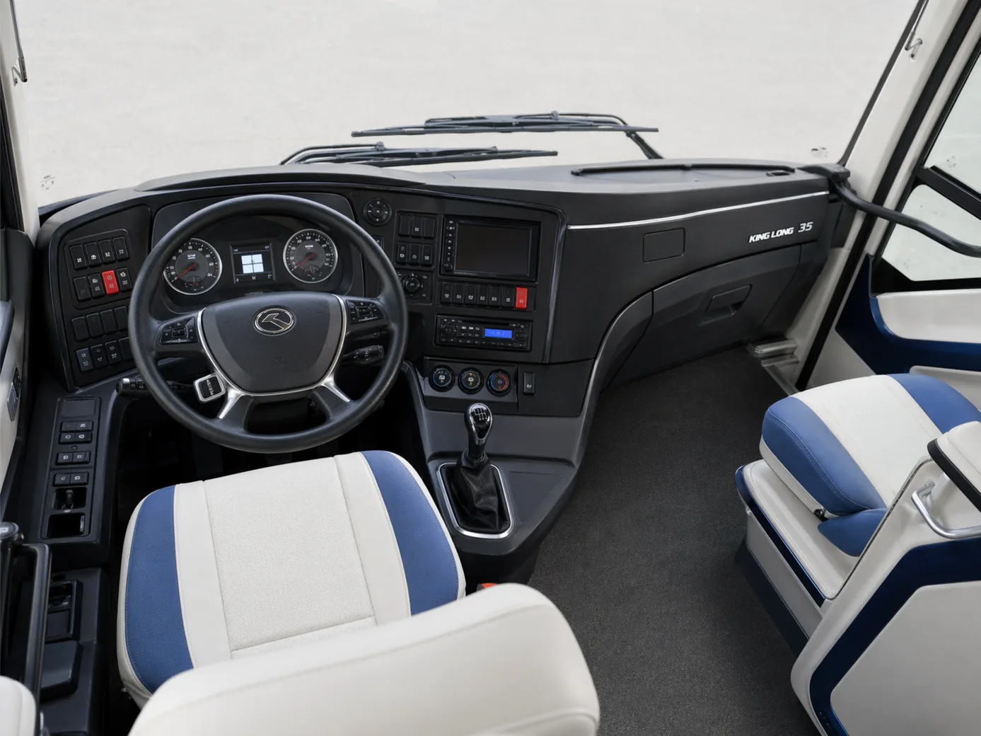 Kinglong 35 Seater Executive Bus dashboard and front cabin view