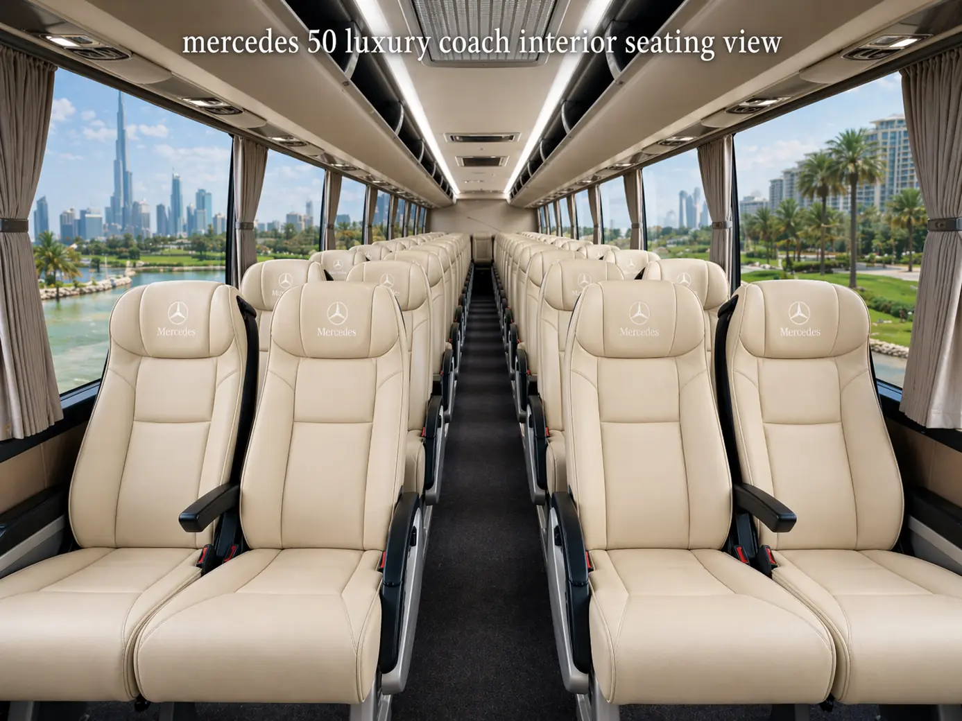 Mercedes 50 Seater Luxury Coach interior seating view