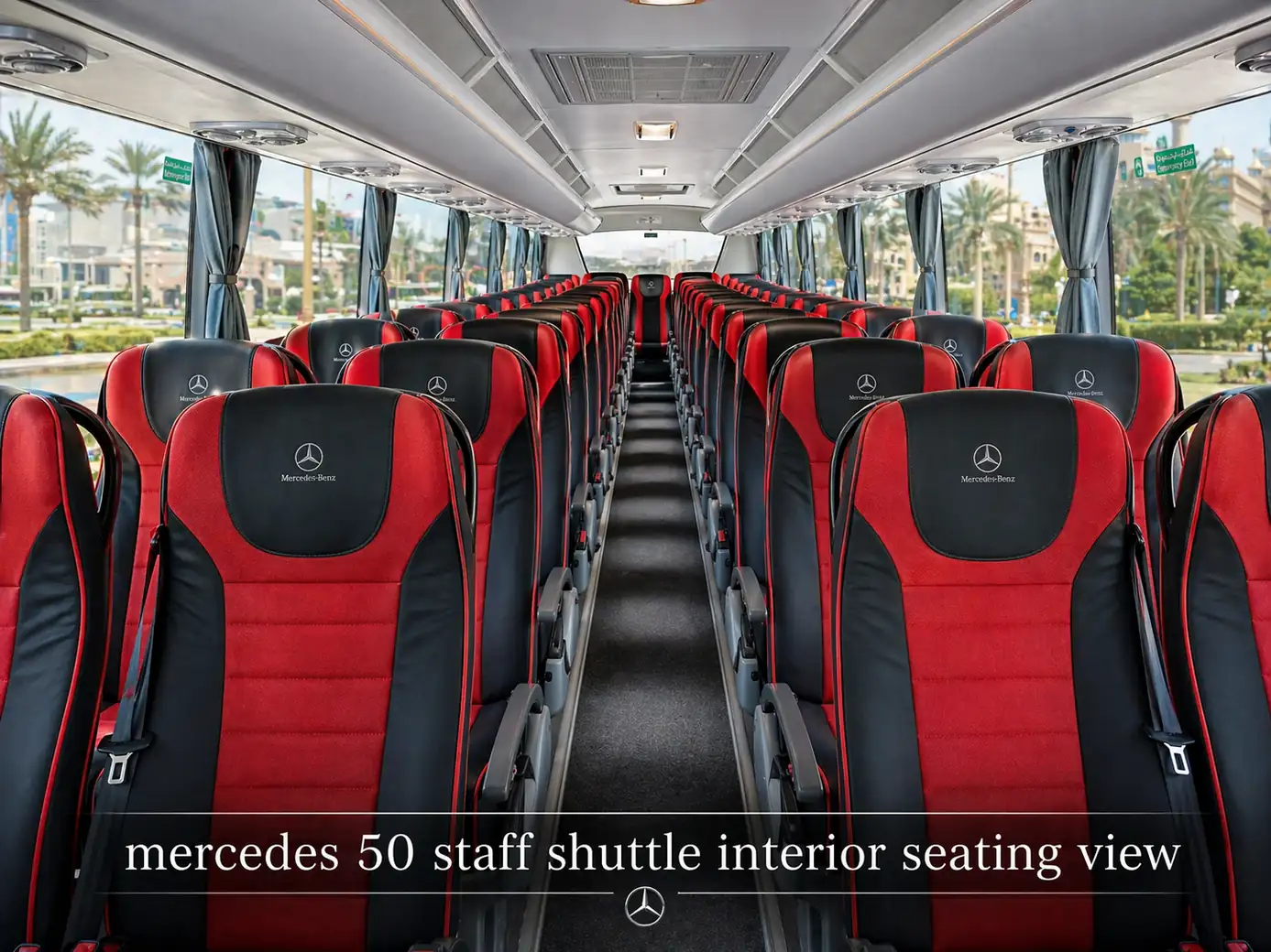Mercedes 50 Seater Staff Shuttle Bus interior seating view