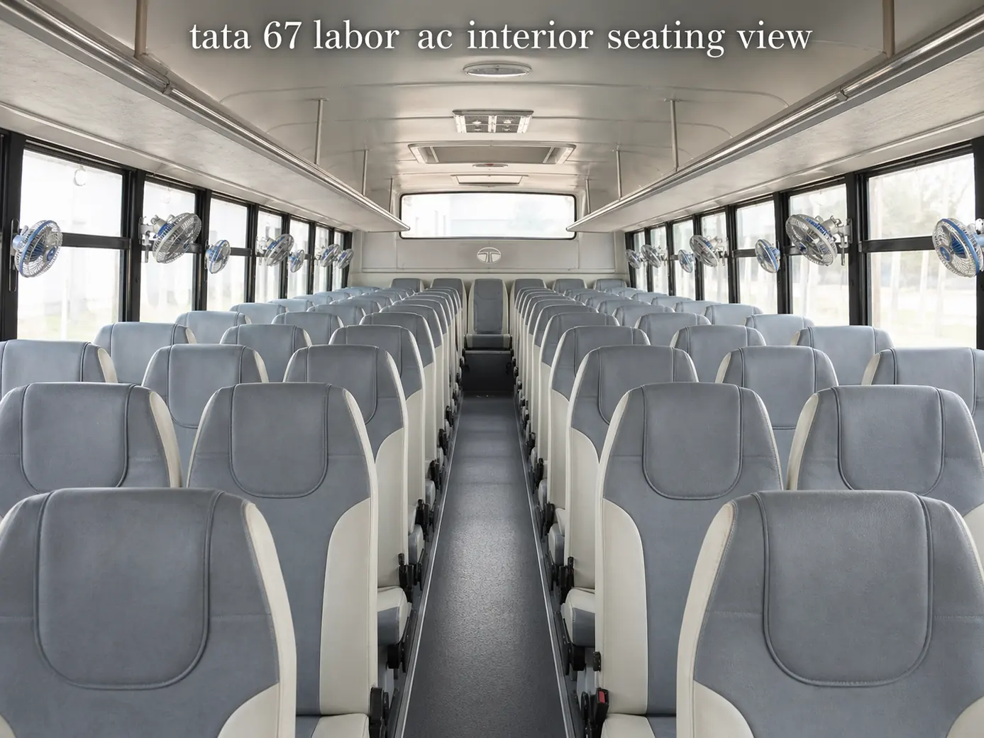 Daewoo 61 Seater Labor AC Bus interior seating view