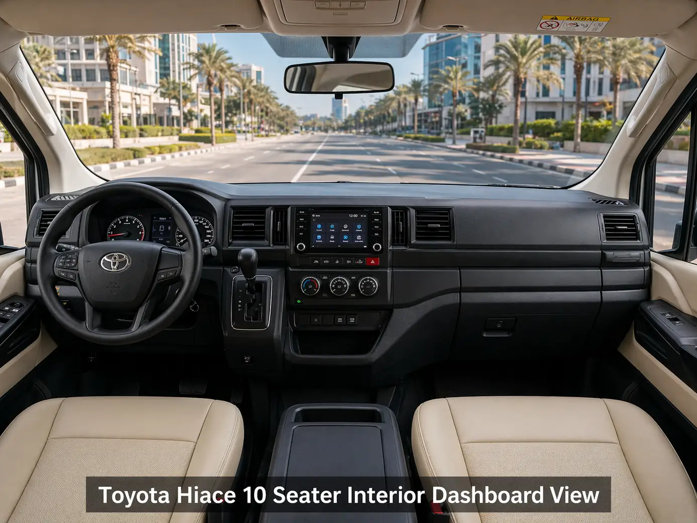 Toyota Hiace 10 Seater Passenger Mini Van dashboard and front cabin view