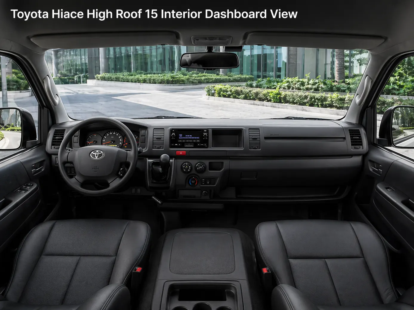 Toyota Hiace High Roof 15 Seater Van dashboard and front cabin view