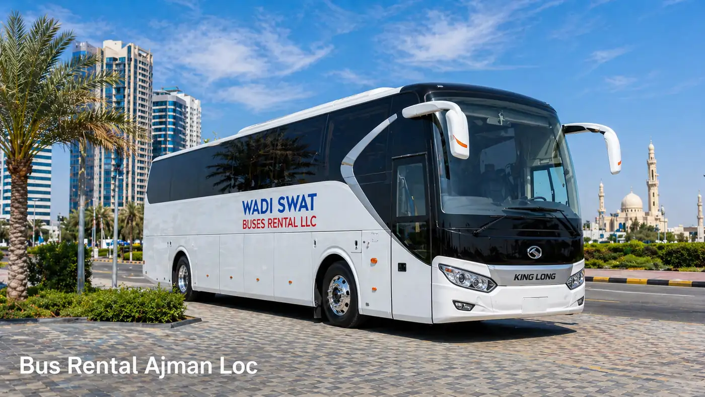 Bus Rental Ajman mixed fleet hero image for local and intercity group transport