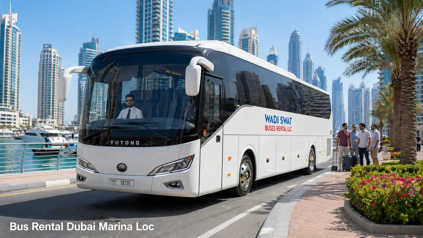 Dubai Marina luxury van hero image for hotel and private group transport