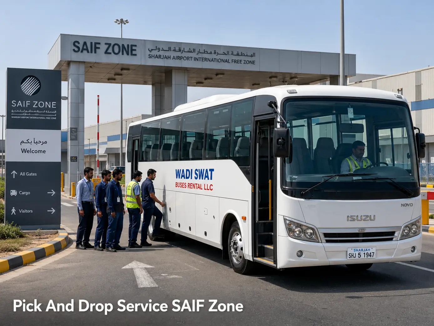 Transport companies in SAIF Zone with staff shuttle support for free-zone and business movement