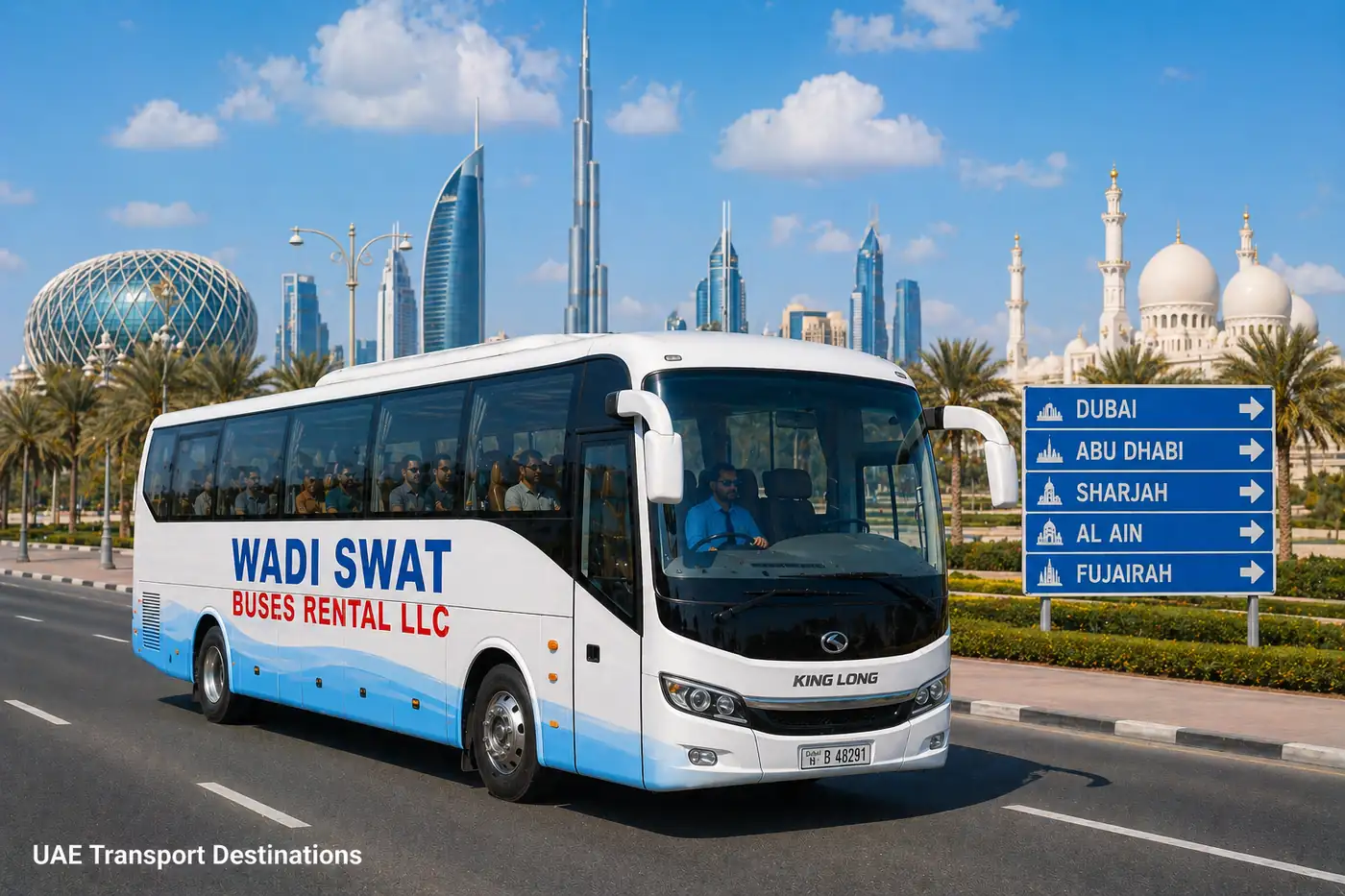 Business Bay bus rental fleet option for Business Bay