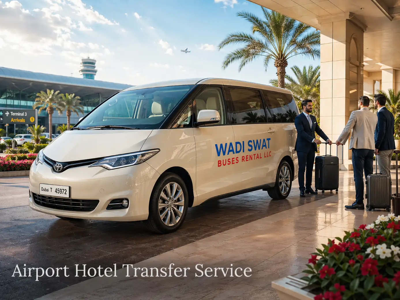 Airport hotel transfer service with premium van for guest pickup and drop-off