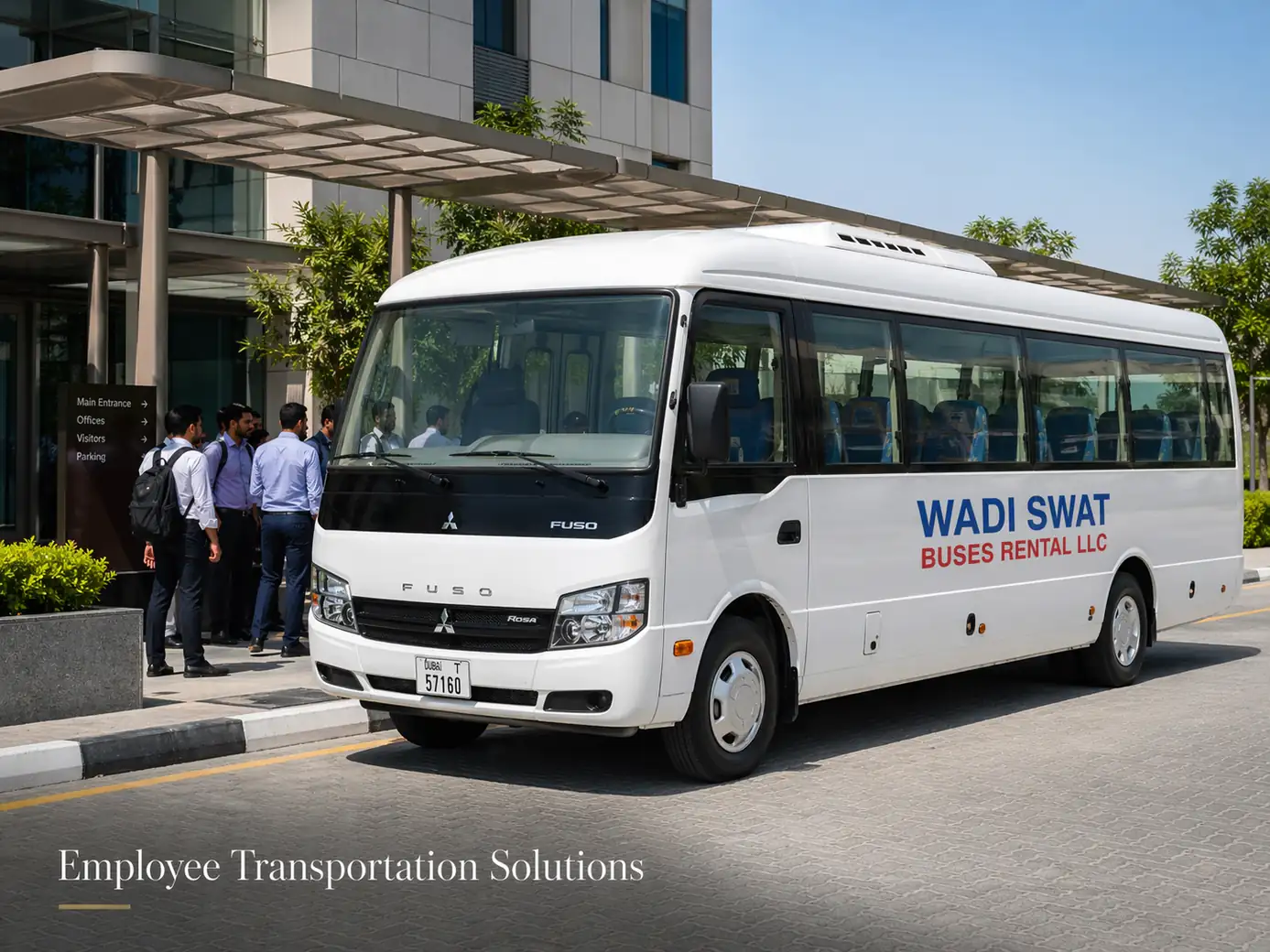 Employee transportation solutions with dedicated staff bus for daily work routes