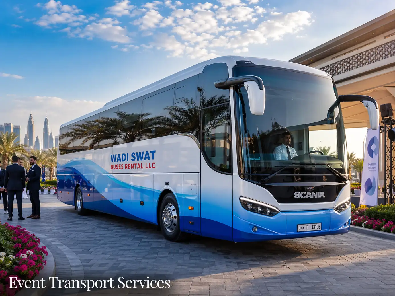 Event transport FAQ page covering venue access, guest arrivals, shuttle loops, VIP movement, and return planning