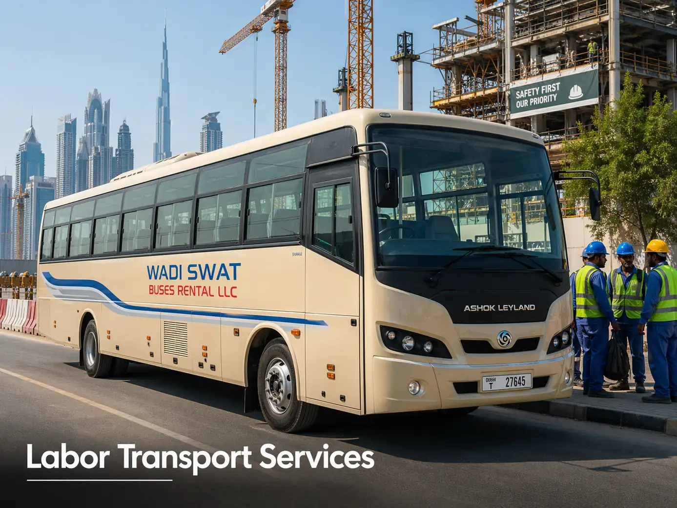 Labor transport services with high-capacity workforce bus in UAE
