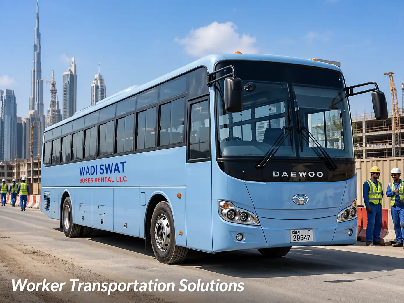 Worker transportation solutions with high-capacity labor bus for workforce movement