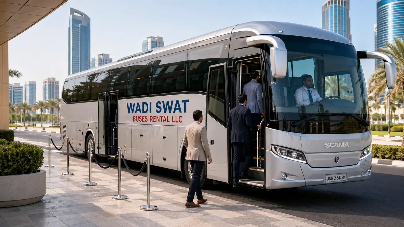 Al Maryah Island bus rental route example: conference shuttle