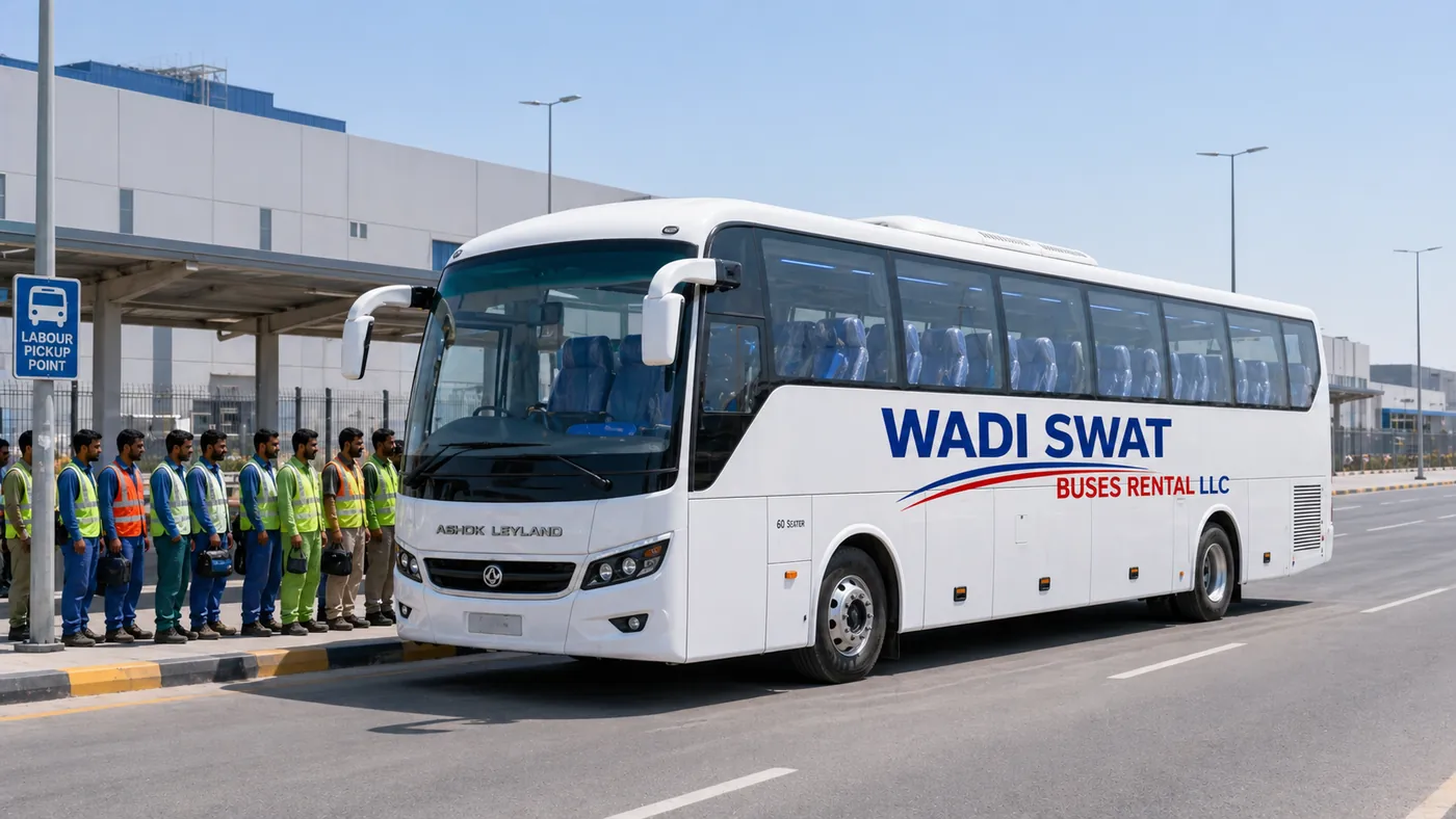 Sharjah Industrial Area bus rental route example: accommodation pickup