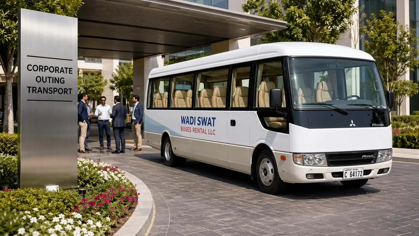 Corporate outing transport in Dubai Downtown for company group movement