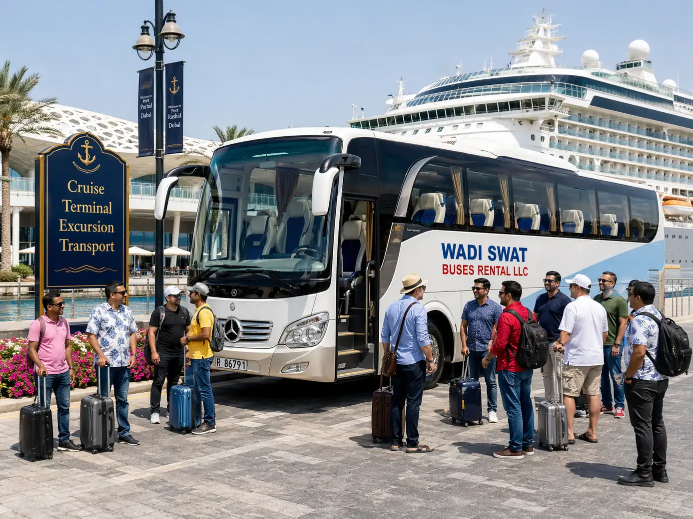 Cruise terminal excursion transport from Dubai Island for visitor groups