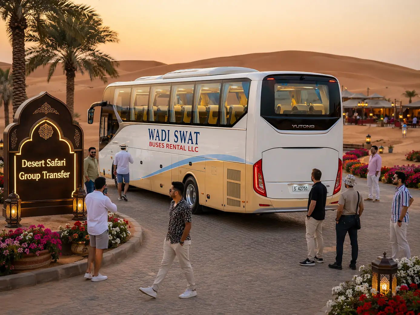 Desert safari group transfer bus for larger visitor groups
