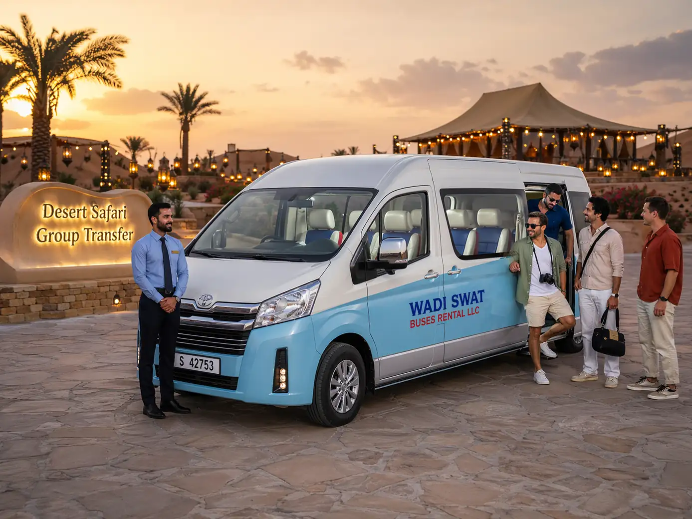 Desert safari Hiace van transfer for small private groups