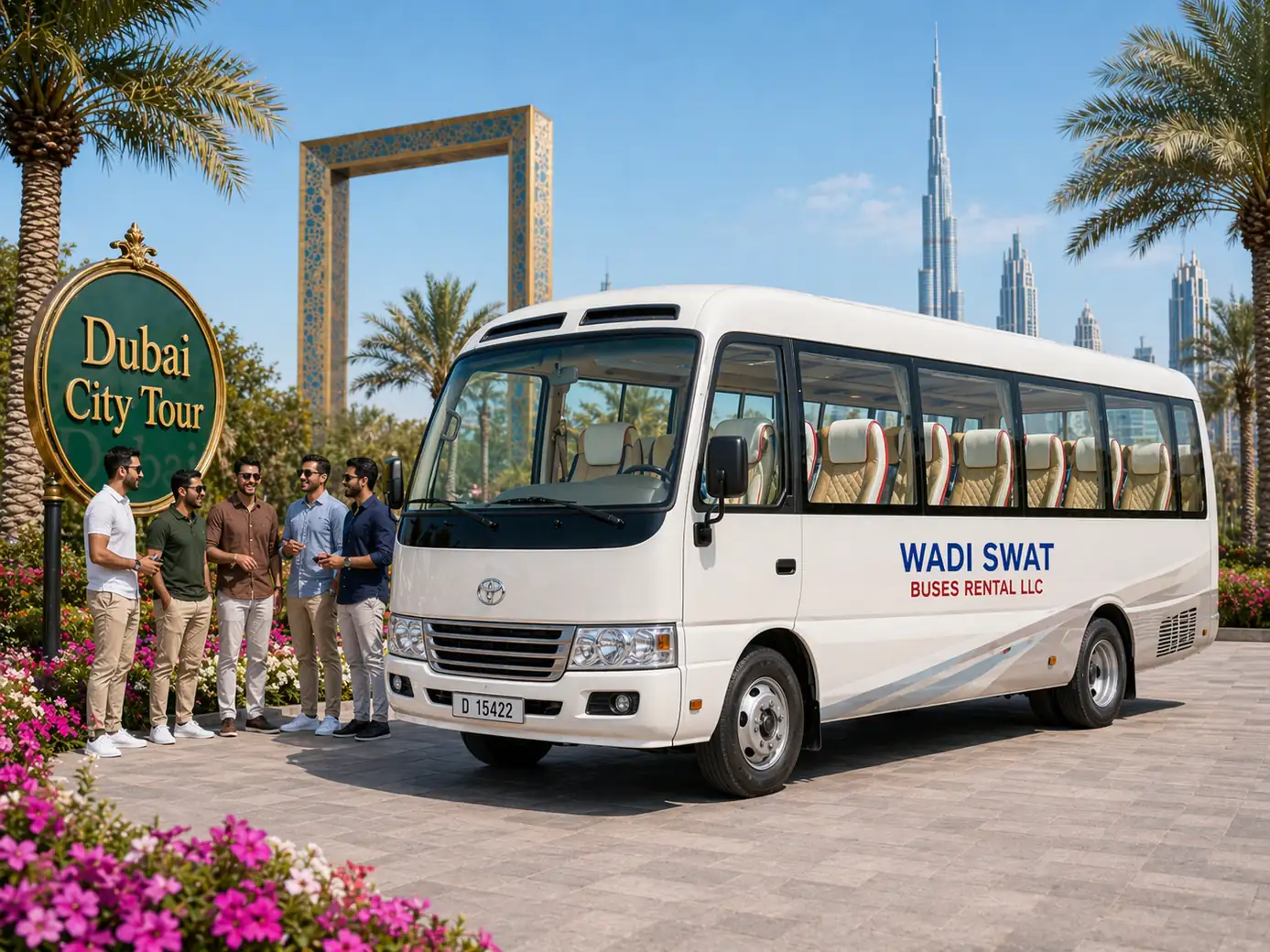 Dubai city tour Coaster mini bus for flexible sightseeing group movement