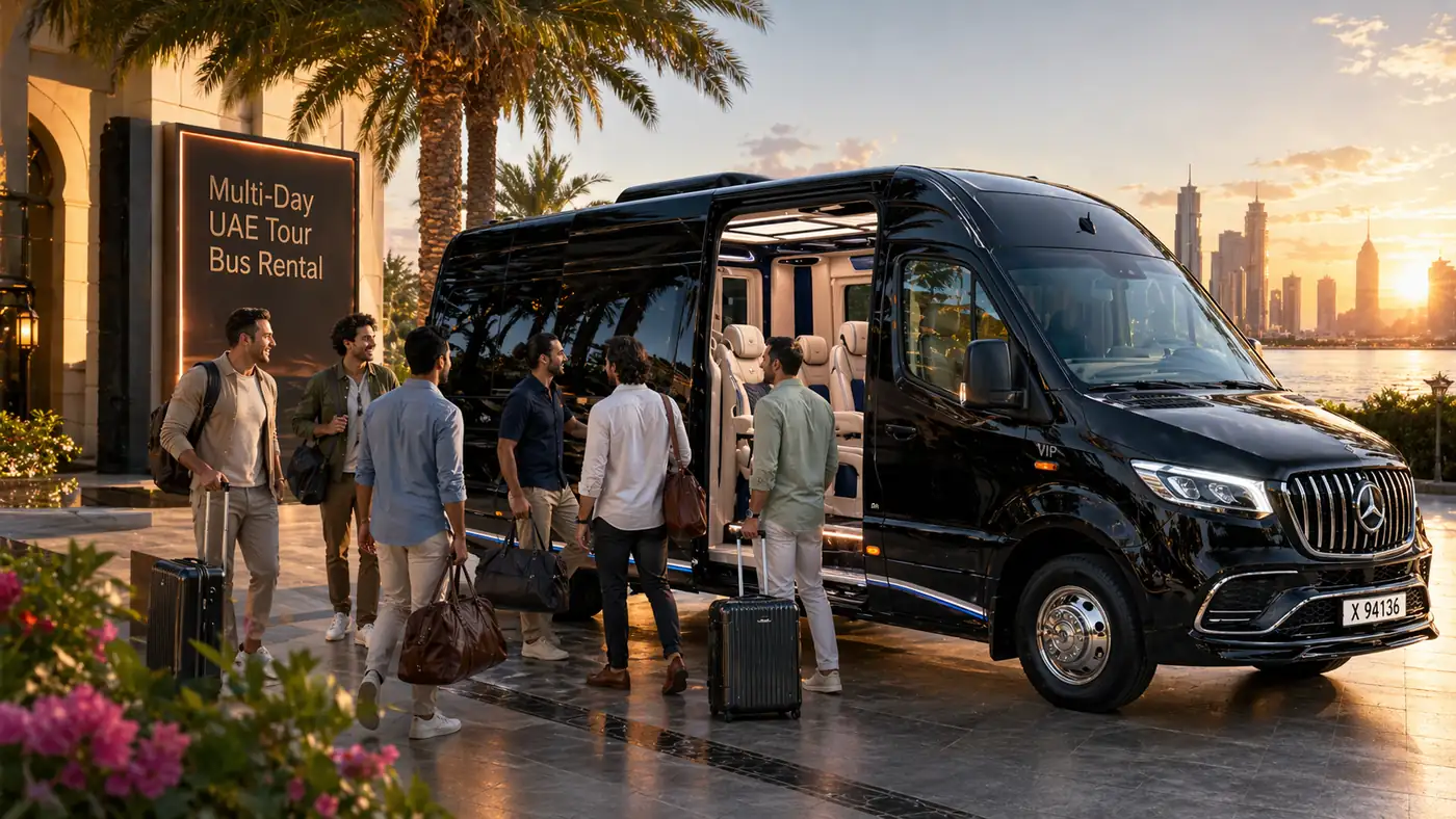 Multi-day UAE tour transport including Dubai Palm destination movement