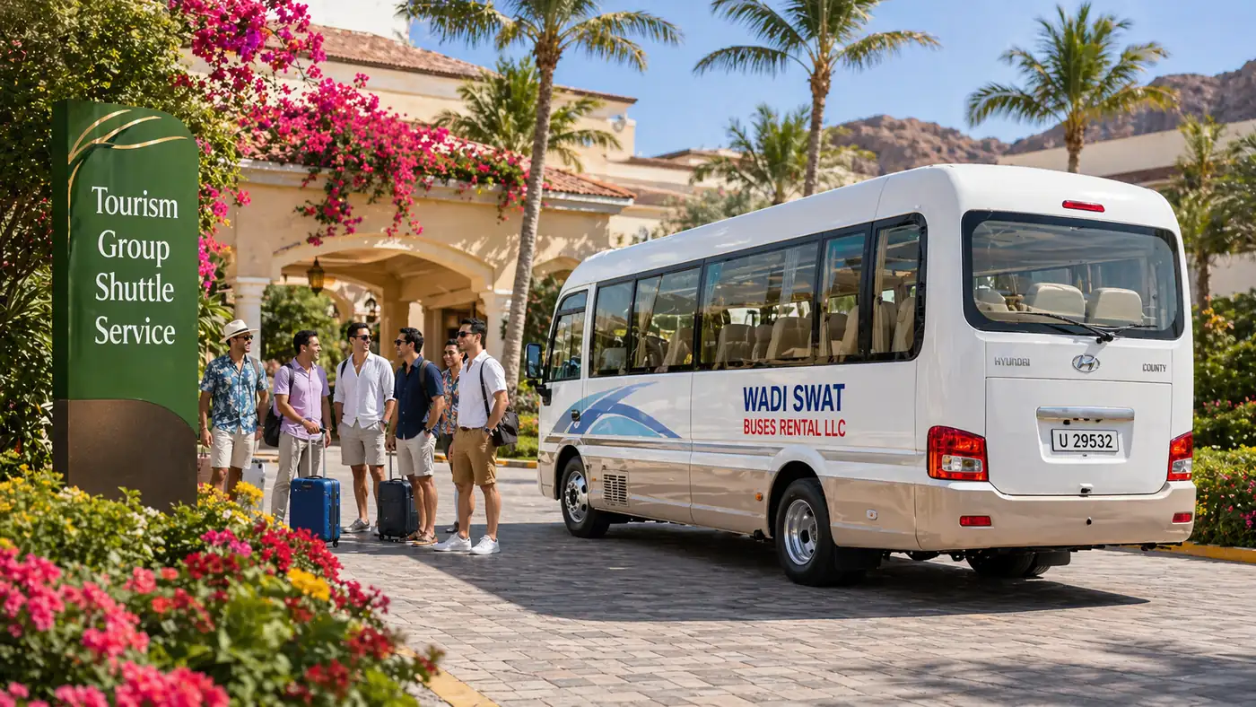 Tourism group shuttle by Hyundai bus for excursion and hotel-linked movement
