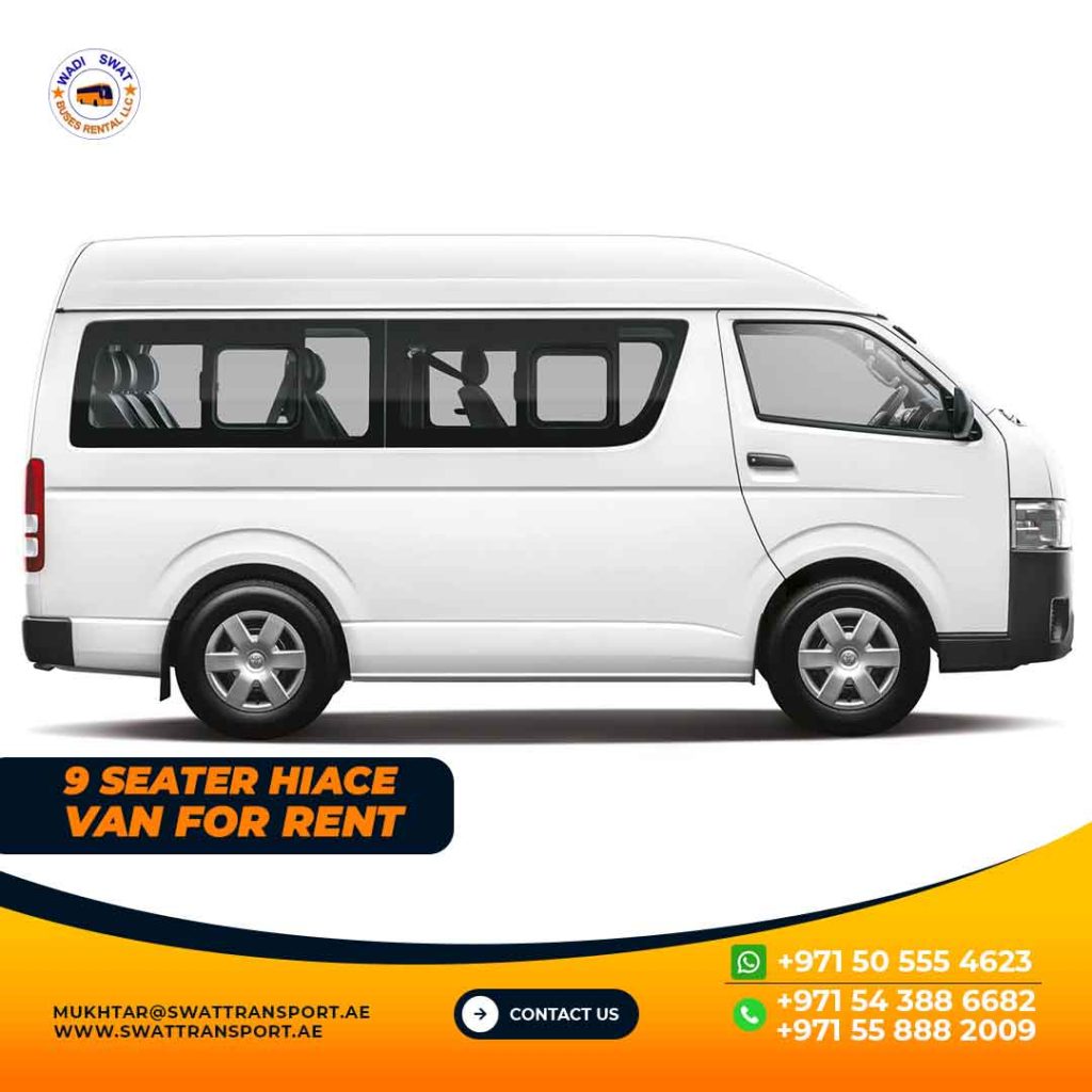 Toyota 9 Seater Van for rent in Dubai, Sharjah, Abu Dhabi and Ajman