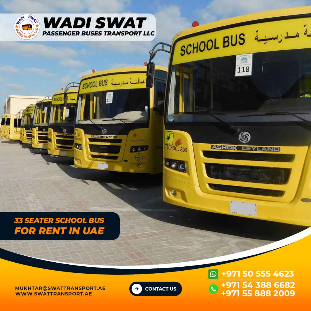 33 Seater School Bus for rent in Dubai, Sharjah, Abu DHabi and Ajman