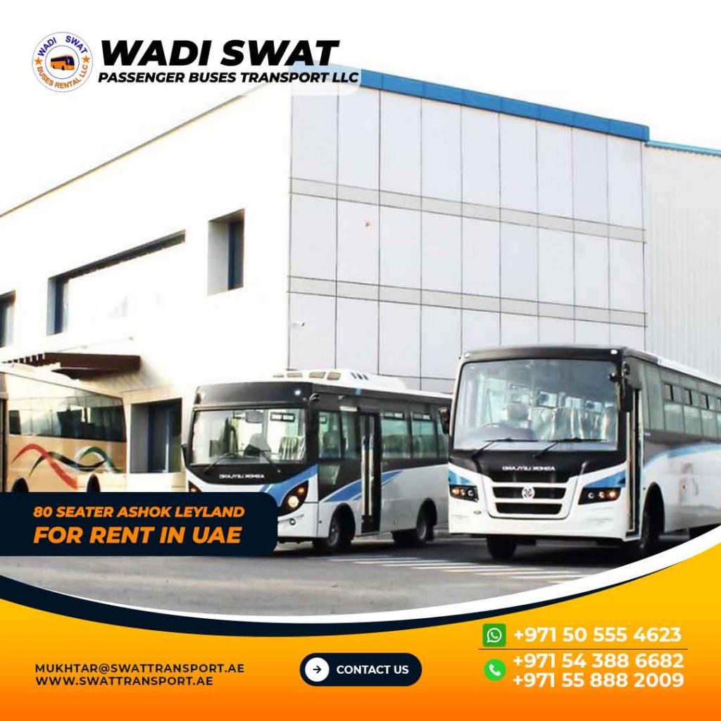 ashok leyland 84 seater bus rental UAE DUBAI SHARJAH AJMAN ABU DHABI